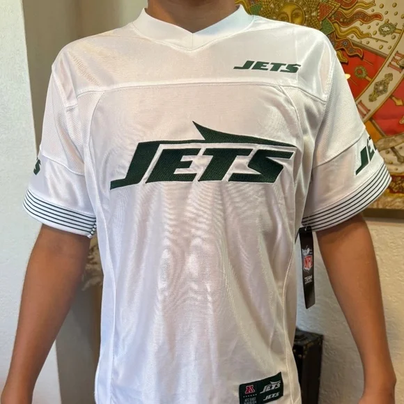 NWT, NY Jets Football Jersey Sz 10-12 Kids, White - Picture 1 of 5